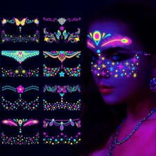 Glow in The Dark Tattoos Stickers, Fake Face Temporary Medium, Style B