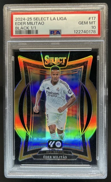 2024-25 Panini Select La Liga Eder Militao Black Prizm Terrace #1/1 PSA 10
