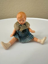 RARE* Antique Bisque Mignonette German Doll Miniature Rubber Jointed Movable 3”