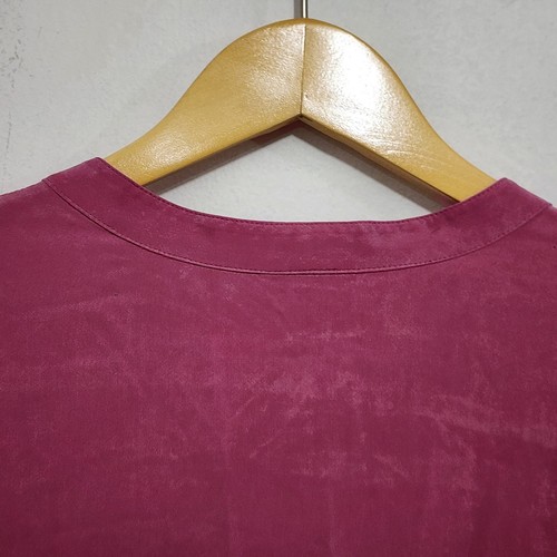 J. Jill Silk Split V Neck Shift Shirt Dress Pink Long Roll tab Sleeve Women Sz L - Picture 12 of 18