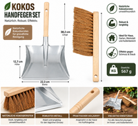 Kehrschaufel Metall Verzinkt Holzgriff Kehrblech Kaminschaufel + Kokus-Schaufel