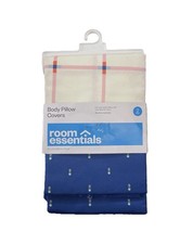 Room Essentials Body Pillow Covers - Multicolor White/blue - 20 x 50 in- 2Pk New
