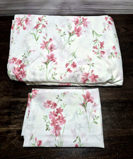 Duvet Cover  Pillow Sham, Twin Size Set, White with Pink Floral, Cottage Style