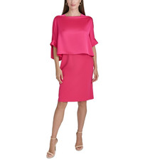 Halston Square-Neck Overlay Sheath Dress MSRP $139 Size 2 # 10A 3190 Blm