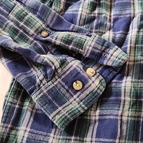 Camisa de franela Falls Creek para hombre azul a cuadros manga larga con botones talla L grande - Imagen 9 de 12