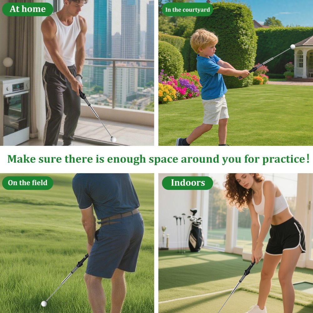 Retractable Golf Swing Aid w/Rhythm Click Sound Golf Grip Trainer Speed Trainin~