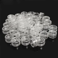 50pcs Storage Cups Clear Plastic Jewelry Bead Makeup Box Small Round Container
