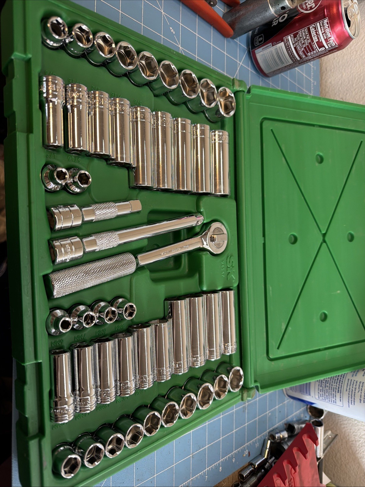 SK Tools 3/8" Drive Std and Deep SAE and Metric Socket Set, 12 Point, 47pcs