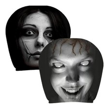 Car Seat Headrest Cover 2 Piece Automotive Scary Face Pattern Seat Protector