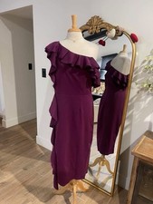 2X Women’s Dress Color Plum Purple Plus Size Wedding Date Guest Midi Dress
