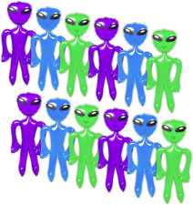 Inflatable Alien Party Decorations   12 Pack of 18-Inch Multicolor Space Aliens