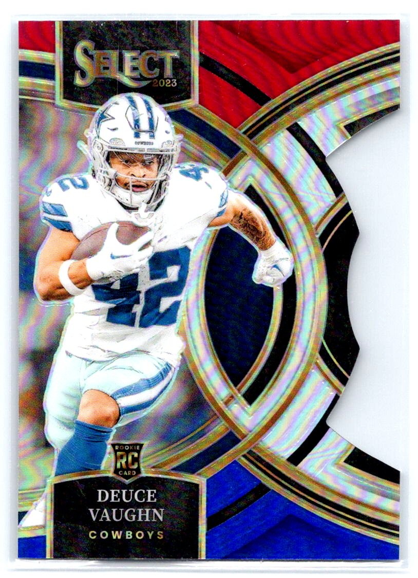 2023 Panini Select #128 Deuce Vaughn Red and Blue Prizms Die Cuts
