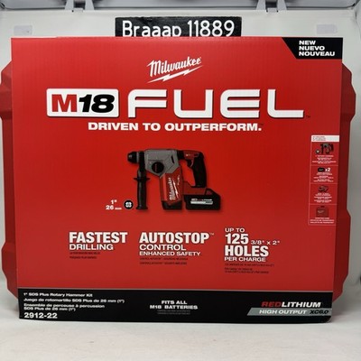 Milwaukee 2912-22 M18 FUEL 3-Mode Brushless 1'' SDS Plus Rotary Hammer Kit NEW!!