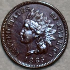 Uncirculated 1885 Indian Head Cent, Razor-Sharp specimen.