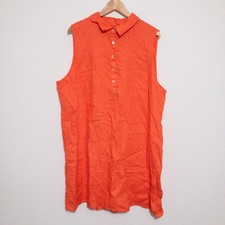 Tahari 100 Linen Shirt Dress Womens 3X Orange Sustainable Sleeveless New