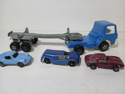 Lot Of 5 Vintage Tootsie Toy Truck, 3 Cars & Trailer 1970 U.S.A Pressed Steel - Picture 7 of 19