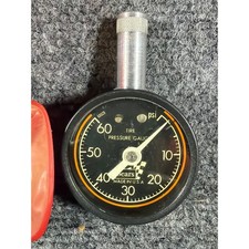 Vintage Sears Tire Pressure Gauge 60 PSI Made in USA with Red Pouch 60029