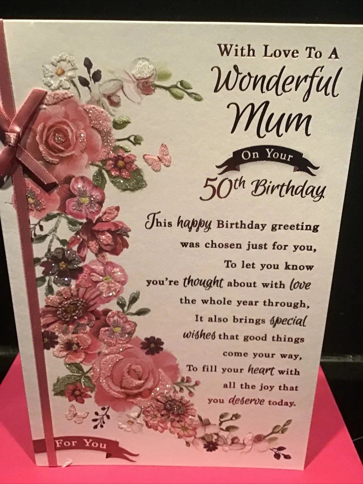 50TH MUM BIRTHDAY CARD9"" X6 ""  FEMALE WOMAN AGE 50 FIFTY