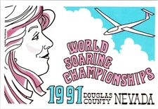 NV, Nevada 1991 WORLD SOARING CHAMPIONSHIPS Aviation 4X6 Ann Rusnak Art Postcard