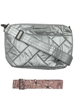 Lug RFID Medium Crossbody Multi-Strap  Charm Flare 2 Metallic Silver