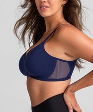 Honey Love LWBR0302- Navy Blue Removeable Pads Crossover Wireless Bra Sz 1x