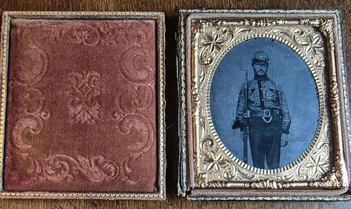 1/6th plate Ambrotype Armed Civil War Confederate Soldier Possibly From Texas