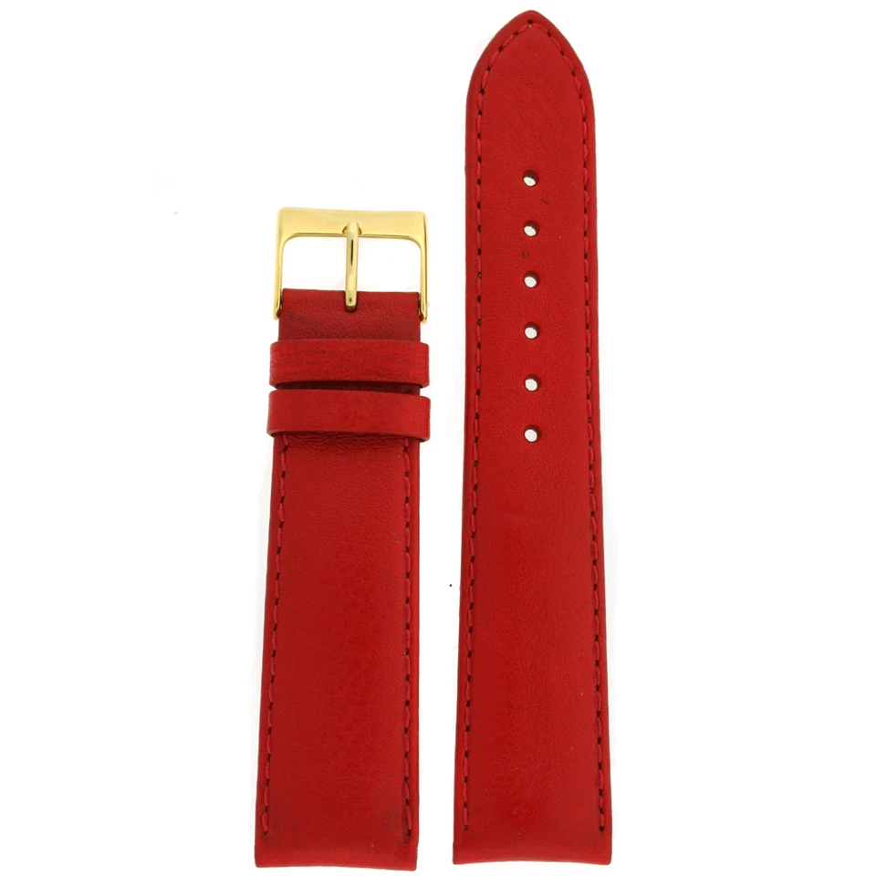 Correa de reloj de piel de becerro roja ligeramente acolchada suave cómoda 10 mm - 24 mm Foto 2 de 4