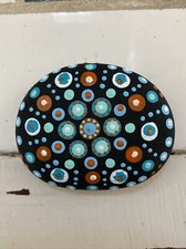 Natural Stone Mandala Dot Painting, Hand-Painted Acrylic on Rock 2  