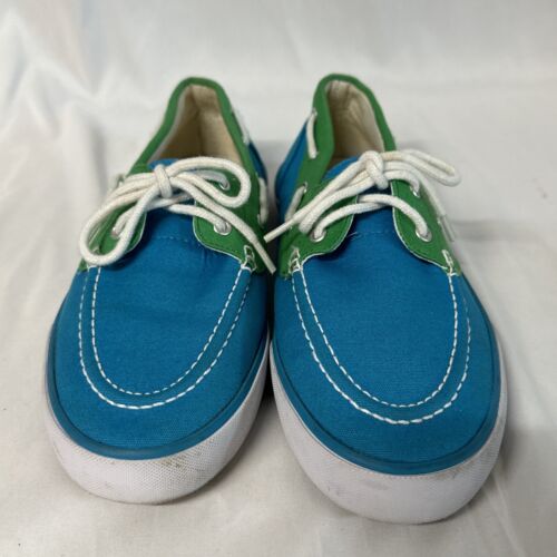 Scarpe da barca Lauren Ralph Lauren Bristol in tela blu verde acqua da uomo taglia 9B - Foto 3 di 15