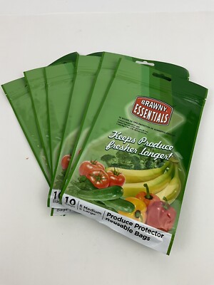 6 Pack Brawny Produce Protector Bags Keep Fresh Longer 10ct Fruits Vegetables