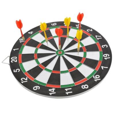 Dartscheibe Sisal Dartboard Board 6 Pfeile Flights Set Surround Ring