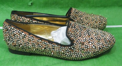 new  Black Gold Stud/Spikes  Slip On  Ballet Flats WOMEN Size 8.5