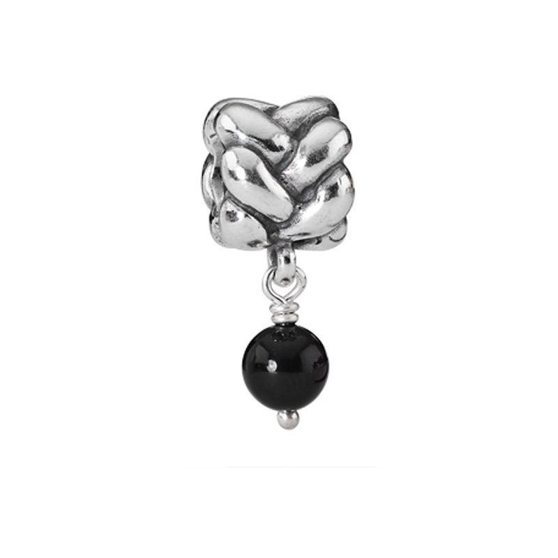 Authentic PANDORA 790388o Sterling Silver Onyx Rope Drop Bead Retired