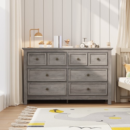 Farmhouse 8 Drawer Dresser Wood Chest of Drawers for Bedroom Living Room - Picture 3 of 8