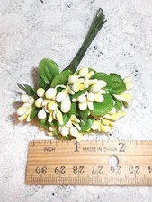 VINTAGE style MillineryYellowW Bead flower pick/bunch Dolls, Scrapbook Crafts