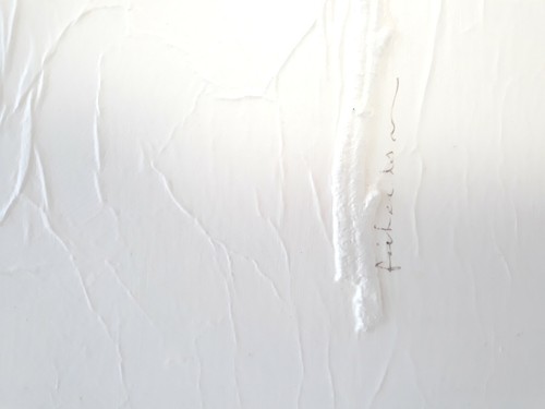 Signed Botanical Floral Art White Silver Framed Relief Textured Minimalist 12x8 - Picture 3 of 19