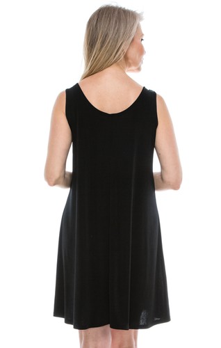 JOSTAR Black SHORT TANK DRESS Stretch SLINKY  Wrinkle Free Knit  S M L XL 2X 3X - Picture 2 of 8