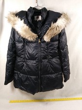 Laundry By Shelly Segal Hooded Faux Fur Trim Poffer Coat Woman's Size Small