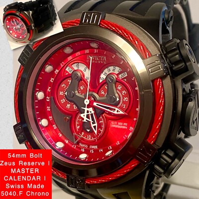 54mm MASTER CALENDAR | Black & Red | Swiss 5040.F Chrono BOLT ZEUZ