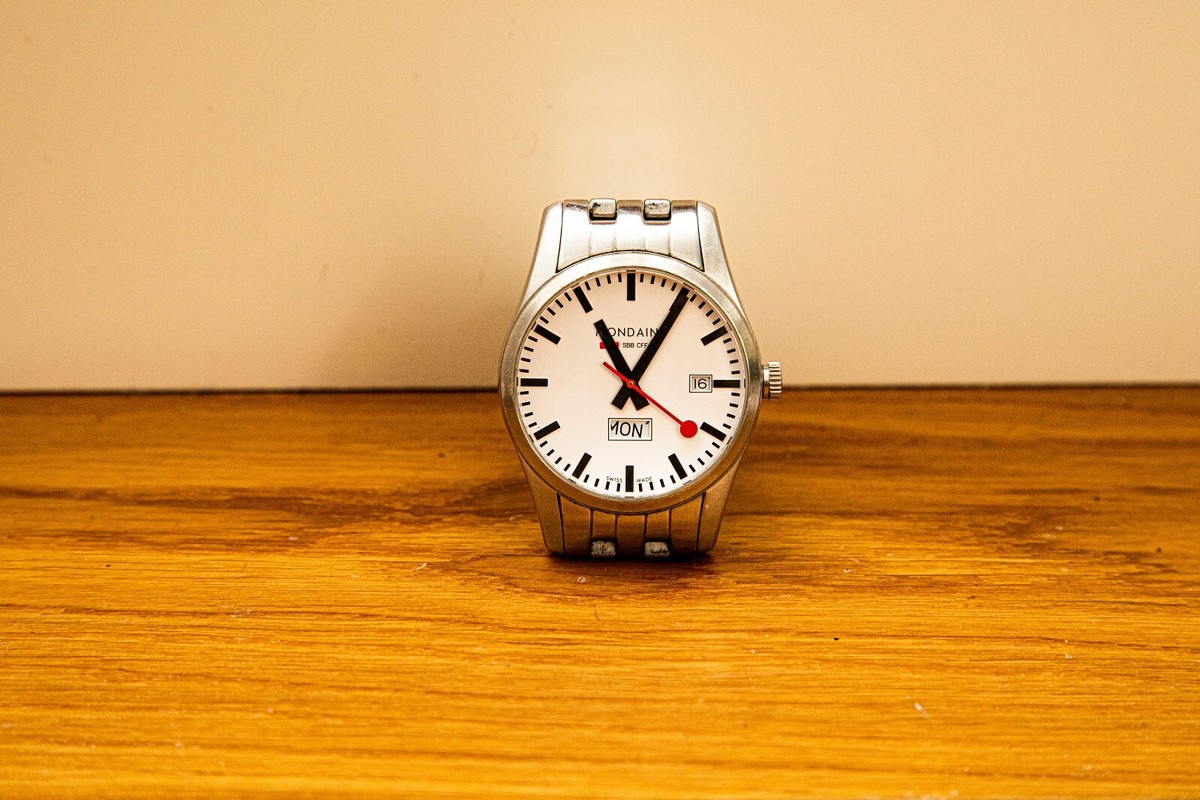 Mondaine 30340 Retro Day Date 41mm Steel White Dial Mens
