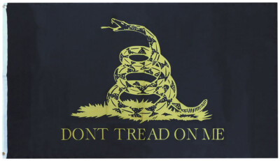 3x5 Foot Don't Tread On Me Gadsden Flag – Second Amendment Nylon Polyester Flag (Black & Yellow)