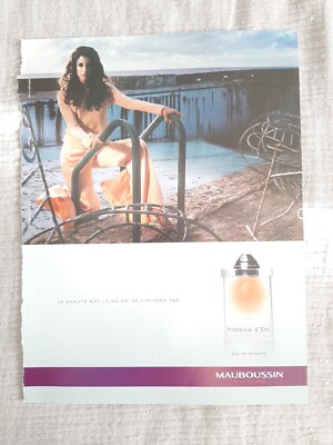 Werbepapier Parfum. Parfüm Ad Mauboussin Wassergeschichte von 2002