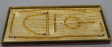 Vintage FORSTNER Men Set Watch Fob Collar Bar Tie Bar in Original Box