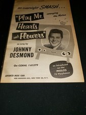 Johnny Desmond Play Me Hearts And Flowers Rare Original Promo Poster Ad Framed!