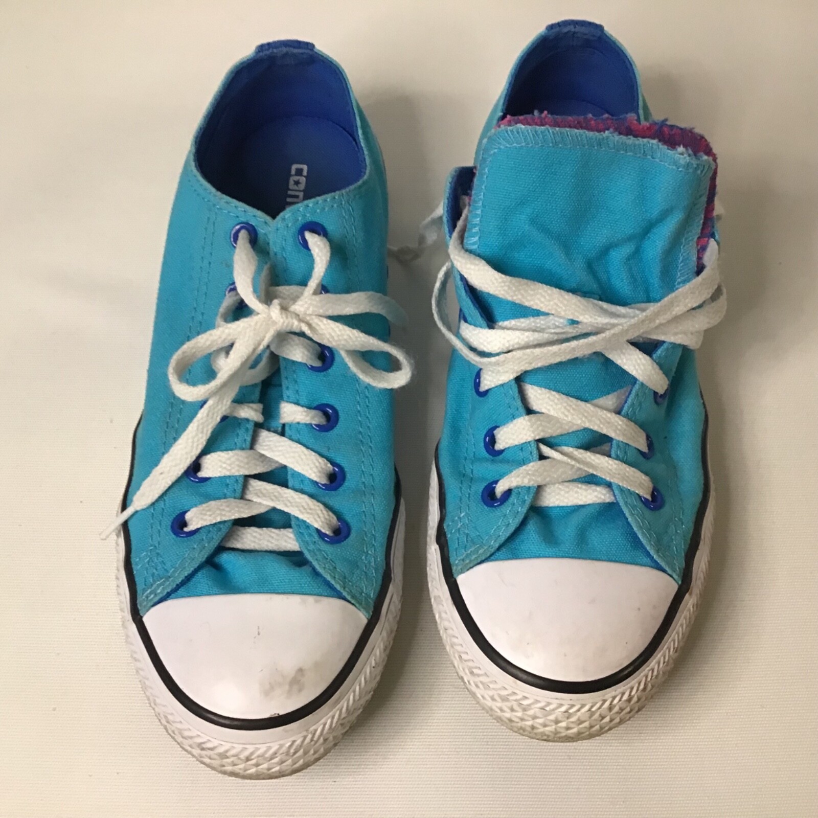 Converse All Star Low Top Sneakers Turquoise Lace Up Shoes Size 5 women Preowned