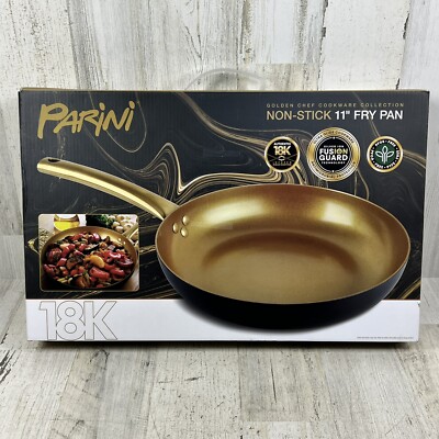 Parini 11  Fry Pan Golden Chef Cookware Collection 18K Non-Stick Oven Safe NEW