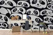 3D Graffiti Panda Pattern Self-adhesive Removable Wallpaper Murals Wall Sticker