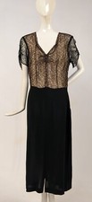 1940  S BLACK LACE AND CREPE DRESS 