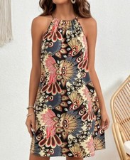Ethnic Print Halter Neck Dress