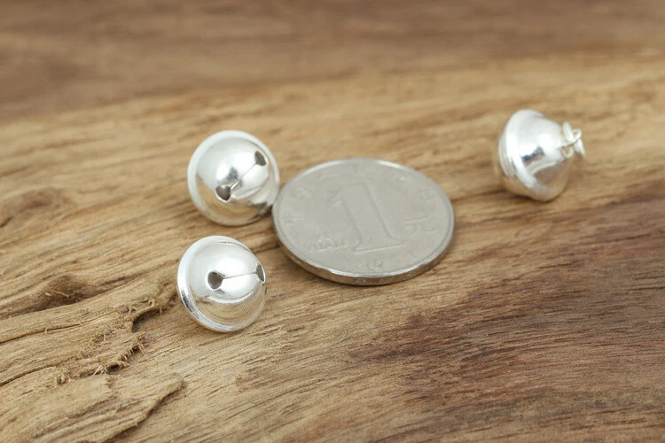 S925 Plata de Ley 13mm Redonda JINGLE BELL Pulsera Dije Colgante Cuentas Pulidas Foto 4 de 4